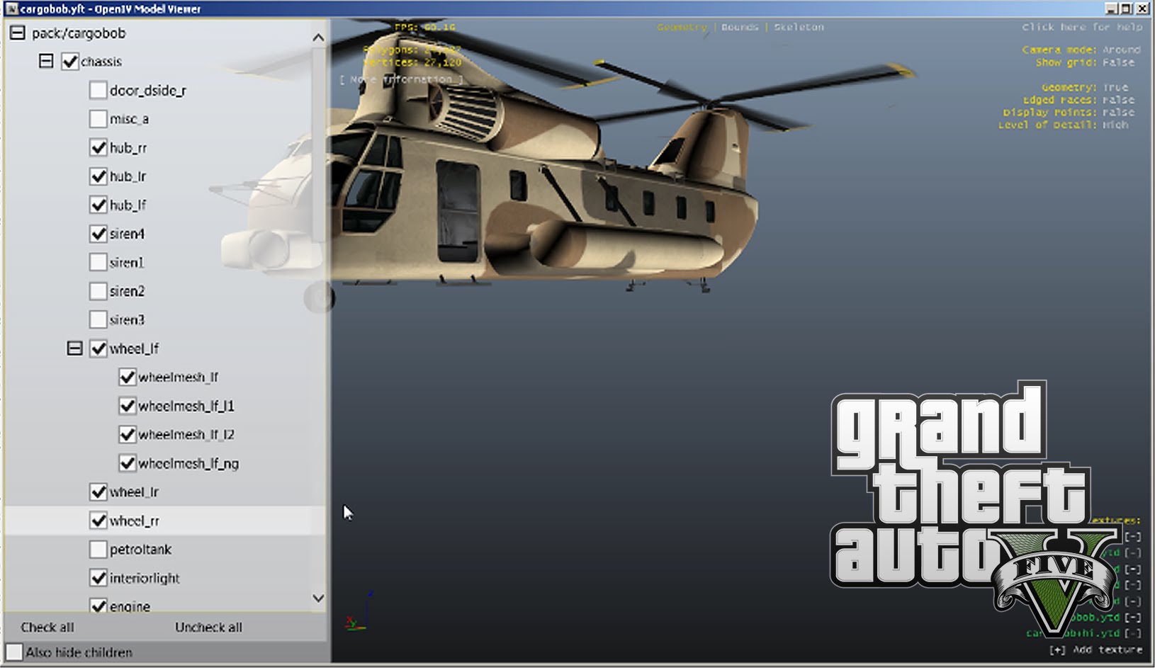 Open iv gta 5. КАРГОБОБ. Open 4 для GTA 5. Вертолет Cargobob. КАРГОБОБ С открытой панелью.